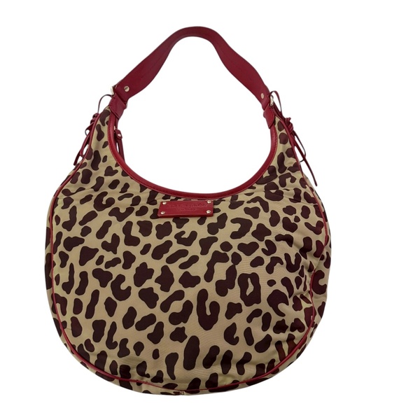 Kate Spade Leopard Print Red Trim Hobo Shoulder Bag - Picture 1 of 13